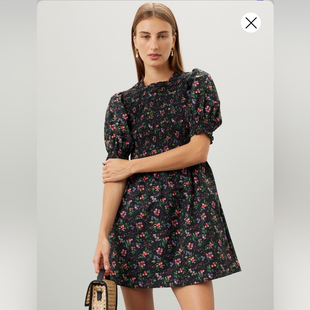 Hill House Vivi Black Floral Mini Dress size XS